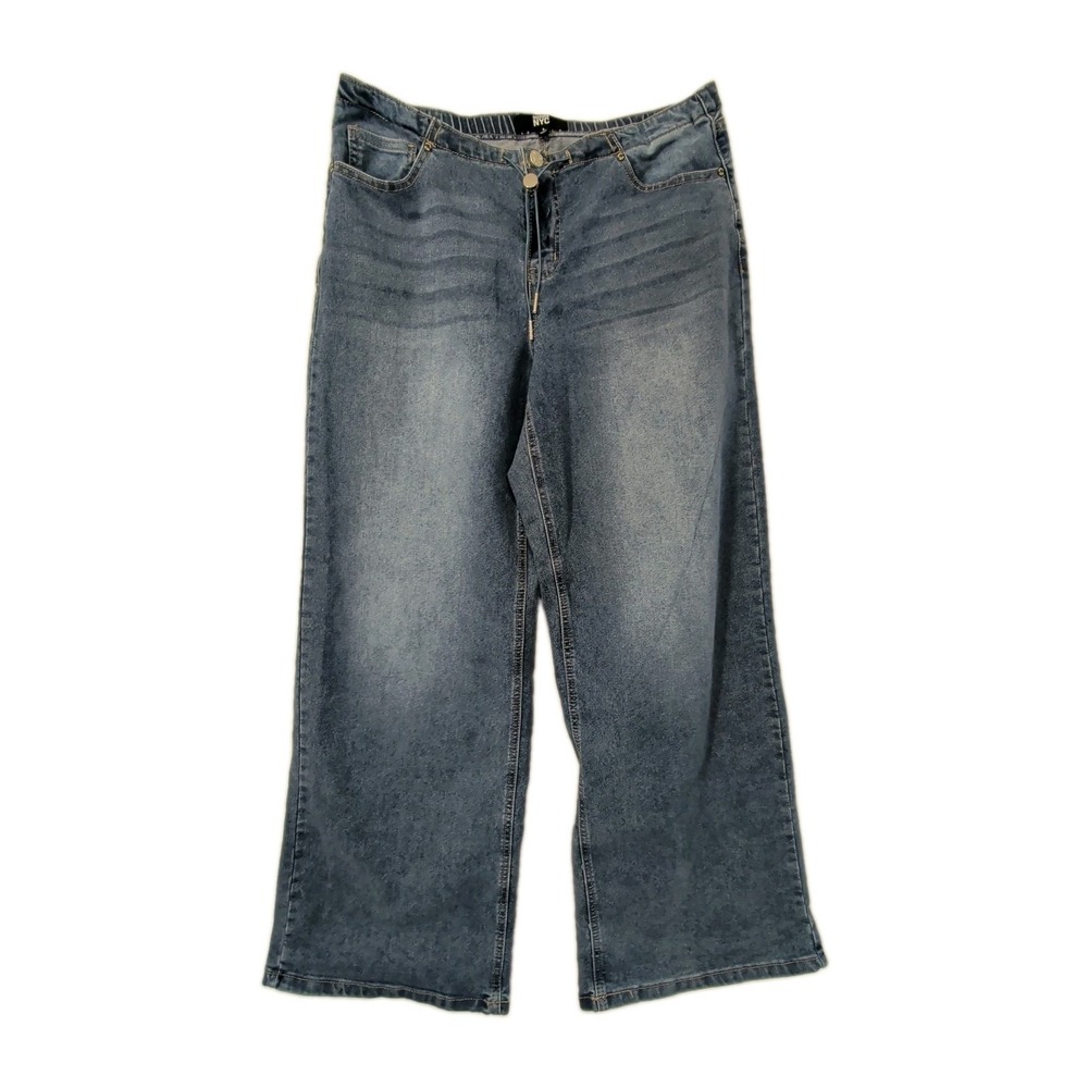 Madden NYC Wide Leg Jeans Womens L Blue Stretch Boho Festival Casual Capsule